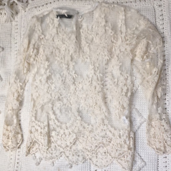 Love Letter Sheer Lace Ivory White Layering Top Blouse Size Small - Picture 6 of 9